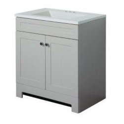 Country Vanity in Linen with AB Engineered Composite Vanity Top in Alpine - Bathroom Vanities And Sink Consoles