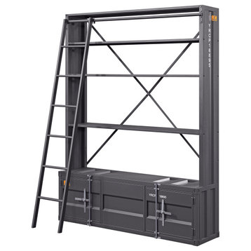 ACME Cargo Bookshelf & Ladder (TV Stand) in Gunmetal