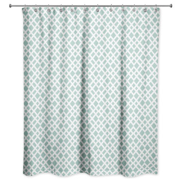 Teal Lattice Pattern Shower Curtain