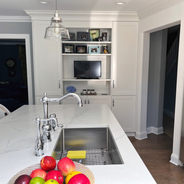 Blue and White Kitchen With Natural Light
