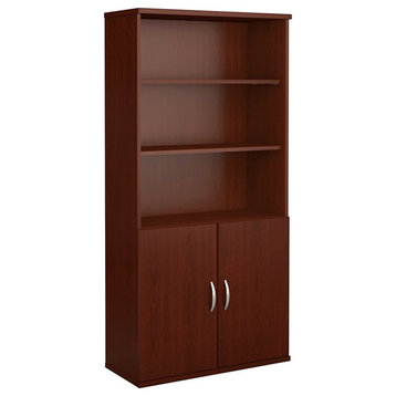 Series C 36W 5 Shelf Bookcase with Doors in Mahogany - Engineered Wood