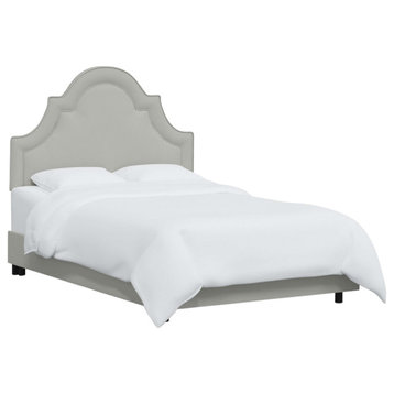 High Arched Bed With Border, Velvet Light Gray, Full