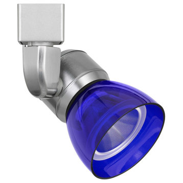 Integrated Dimmable LED Track Head, Blue Round Shade, Silver Base