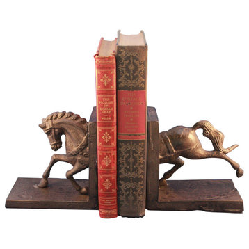 Horse Running Bookends - Metal - Pair - Carousel Style