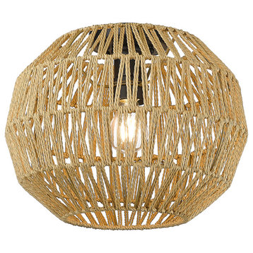 Florence Flush Mount With Natural Raphia Rope Shade