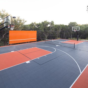 Sport Court basket and tennis court combo with stadium seating