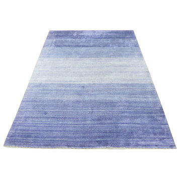 5'9x7'8 Handmade Purple Modern Wool Oriental Rug