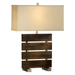 Divide Reclining Table Lamp in Pecan - Table Lamps
