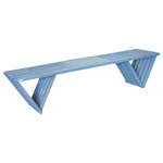 GloDea - GloDea Backless Wood Bench, 72", Sky Blue - The Bench X70 is modern, stylish, durable, eco friendly and 100% made in the USA! Thoughtfully conceptualized by the Brazilian designer Ignacio Santos this versatile backless bench is perfect to be used at the entrance of your home, in your bedroom or in your patio area or deck. It's inventive design, and triangular legs give it a great stability allowing it to be used anywhere. Great as as a backyard bench this trendy piece is a must have! The Bench X70 is made to last. It is manufactured in the USA using stainless steel hardware and Southern Pine harvested from the coastal plains of Alabama. The X70 is available in several beautiful designer colors. The high quality stain finish protects the wood from rain, humidity, and the sun.  These eco-friendly designer benches are shipped in packaging made from recycled materials for minimal impact on the environment. If you love design, care about the environment, and like trendy products, look no further, GloDea's Bench X70 is perfect for you!