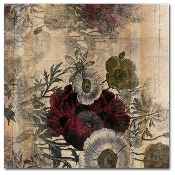 Marcee Duggar 'Floral Collage Burgundy Bloom' Canvas Art, 24" x 24"