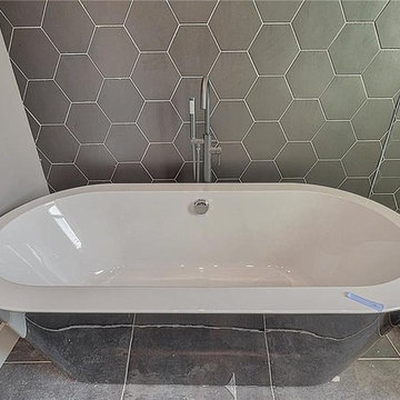 Pentagon-Patterned Tile Styles for This Bathroom Makeover in Los Angeles, CA