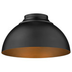 Golden Lighting - Three Light Flush Mount in Matte Black - The Zoey Collection is proof that simple can be beautiful. This elegantly utilitarian series has the chic versatility to enhance the style of a variety of spaces. The smooth lines of this minimalist design pair well with transitional to modern décors. The cleanness of the contemporary look gives the fixtures a slightly industrial feel. Zoey is offered in a number of sizes with a combination of matte sheen shade and finish options available. The color of the shade's interior consistently matches the shade's exterior finish. The silhouette of the metal shade is a modern update to the classic dome shape. This Flush Mount is perfect for bathrooms  hallways  and kitchens.&nbsp