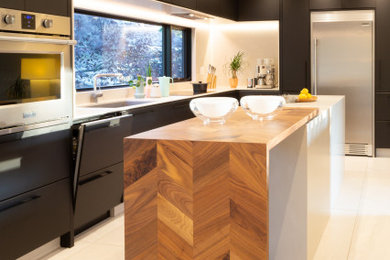 Mid-century modern kitchen photo in Calgary