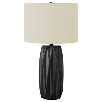 Lighting, 25"H, Table Lamp, Black Ceramic, Ivory/Cream Shade, Contemporary