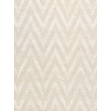 Pasargad Home Edgy Hand-Tufted Bamboo Silk & Wool Area Rug 5' 0" X 8' 0" Ivory
