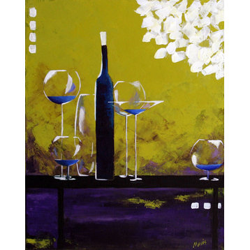 "Vampisol Party" Green Abstract  Wine 16X 20 Original Painting