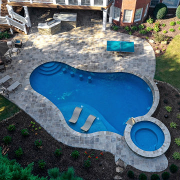 Basement With Exterior Pool & Porch Renovation