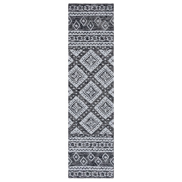 Safavieh Micro Loop Mlp501H Moroccan Rug, Black/Gray, 2'3"x9'