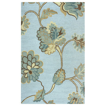 Rizzy Home Dimensions DI1615 Blue Floral Area Rug, Rectangular 3'x5'