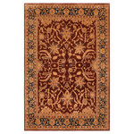 Bareens Designer Rugs - Oriental Ziegler Jayne Brown Blue Hand-Knotted Wool Rug - 8'1'' x 11'1'' - Enhance the ambiance of your home with this magnificent Persian-influenced Turkish hand-knotted rug made by skilled artisans capable of creating the most exceptional vegetable dyes and hand-spun wool. This exquisite handmade rug is a one-of-a-kind Peshawar Kafkaz, otherwise identified as Chobi, Chobi Peshawar, Oushak, or Ziegler rug. These handmade rugs are crafted in Pakistan utilizing superior-quality wool imported from Australia, New Zealand, and Korea in two types of weaves: the Persian weave and the Mori weave. This rug is meticulously crafted by hand using the finest natural vegetable dyes extracted from local plants. The artisans use a blend of hand-spun local and fine merino wool, resulting in a rug with a compelling texture, higher lanolin content, and longer staple. The artisans occasionally incorporate natural or artificial silk into the pile to enhance specific motifs. The finished product is an awe-inspiring execution of flawless design and an understated palette that exudes elegance.
