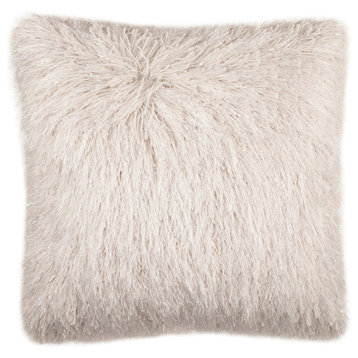 Safavieh Shag Modish Pillow, 20"x20", Metalic Snow