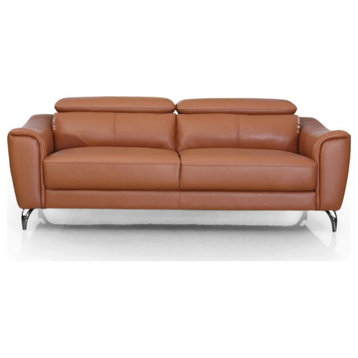 Kimmi Modern Cognac Leather Brown Sofa