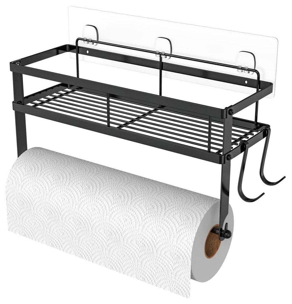 2-in-1 Paper Towel Holder with Shelf Storage for Kitchen & Bathroom ...