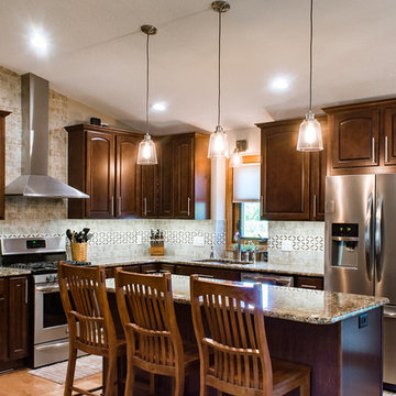 Remodel - Dark Maple Cabinets - Stone Tops - Mankato