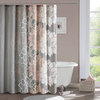 Madison Park Lola 100% Cotton Floral Printed Shower Curtain, Grey/Peach