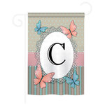 Breeze Decor - Butterflies C Monogram 2-Sided Impression Garden Flag - Size: 13 Inches By 18.5 Inches - With A 3" Pole Sleeve. All Weather Resistant Pro Guard Polyester Soft to the Touch Material. Designed to Hang Vertically. Double Sided - Reads Correctly on Both Sides. Original Artwork Licensed by Breeze Decor. Eco Friendly Procedures. Proudly Produced in the United States of America. Pole Not Included.