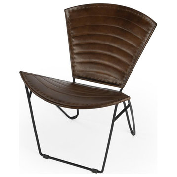 Curved Iron and Leather Accent Chair, Belen Kox
