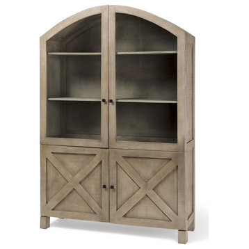 Barrett Grey Solid Wood w/Glass Doors Arched Display Cabinet