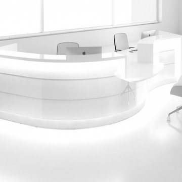 Valde Curved Reception Desk with Countertop, White by MDD Furniture