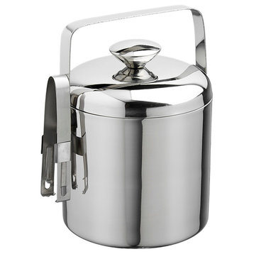 Kraftware Polished Stainless Steel Ice Bucket with Tong