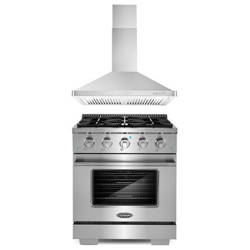 2PC Kitchen Package with 30" Gas Range & 30" Wall Mount Range Hood