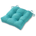 Greendale Home Fashions - Outdoor 20 in. Chair Cushion, Teal - Enhance the look and feel of your patio furniture with this Greendale Home Fashions 20 inch outdoor dining cushion. This cushion fits most standard outdoor furniture, and comes with string ties to keep cushion firmly in place. Circle tacks create secure compartments which prevent cushion fill from shifting. Each cushion is overstuffed for lasting comfort and durability with a soft polyester fill made from 100% recycled, post-consumer plastic bottles, and covered with a UV resistant, 100% polyester outdoor fabric. This cushion is also water, stain, and mildew resistant. A variety of colors and prints are available to enhance your outdoor decor.