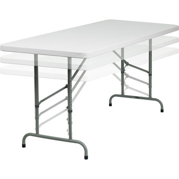 Flash Furniture 72" x 30" Adjustable Plastic Folding Table in Granite White