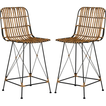 Minerva Wicker Counter Stool (Set of 2) - Natural Brown Wash