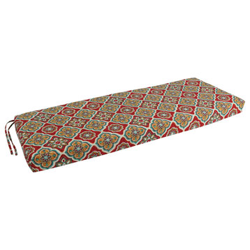 54"X19" Patterned Outdoor Spun Polyester Bench Cushion, Adonis Jewel