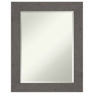 Rustic Plank Grey Beveled Wall Mirror - 23.5 x 29.5 in.