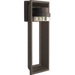 Progress Lighting - 1-Light LED Wall Lantern, 7.5", Architectural Bronze - A modern outdoor sconce with an open linear frame and seeded glass diffuser. Finished in Black, Satin White and Architectural Bronze.