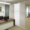 Blanched White-Marguerite 3-Panel Track Extendable Vertical Blinds 36-66"x94"