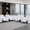 Giovanni 8-Piece 4-Power Reclining Italian Leather Sectional, White