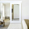 White Primed Mirror Sliding Barn Door with Hardware Kit., Hardware With Fascia, 38"x84" Inches, 1x Mirror One-Side