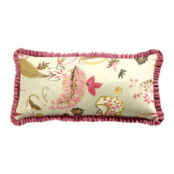 Custom Floral Ruffle Lumbar Throw Pillow - Decorative Pillows