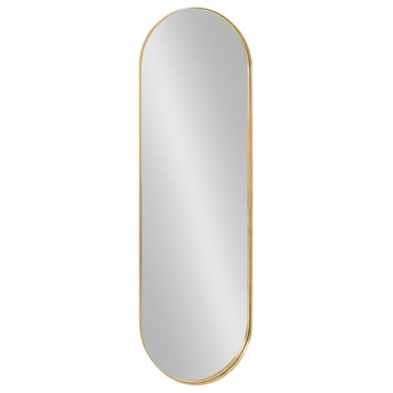 Rollo Capsule Framed Wall Mirror, Gold 16x48
