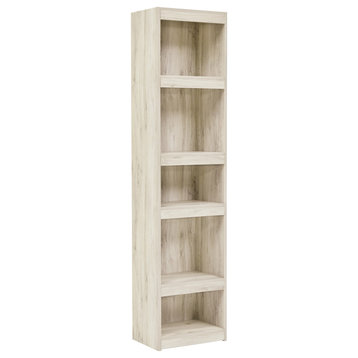 72" 5 Tier Wooden Pier With Adjustable Shelves, Washed White