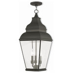 Livex Lighting - Livex Lighting 2597-04 Exeter - Three Light Outdoor Chain Lantern - Finished in black with clear beveled glass, this oExeter Three Light O Black Clear Beveled  *UL Approved: YES Energy Star Qualified: n/a ADA Certified: n/a  *Number of Lights: Lamp: 3-*Wattage:60w Candelabra Base bulb(s) *Bulb Included:No *Bulb Type:Candelabra Base *Finish Type:Black
