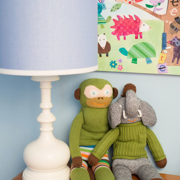 Traditional blue & brown boy's bedroom