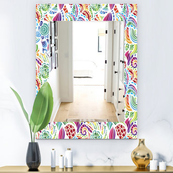 Designart Tropical Mood Bright 4 Modern Frameless Vanity Mirror, 28x40